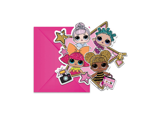 LOL Glitterari birthday invitations - 6 pcs.