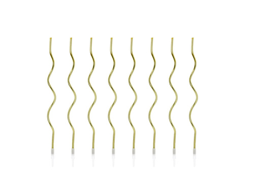 Gold twisted birthday candles - 14 cm - 8 pcs.