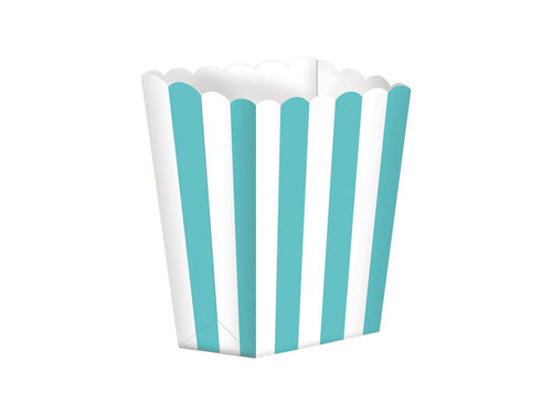 Popcorn boxes with white and blue stripes - 5 pcs.