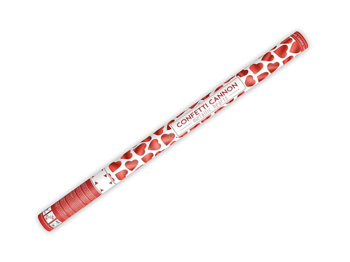 Confetti cannon with hearts, red, 80cm, 4 pc