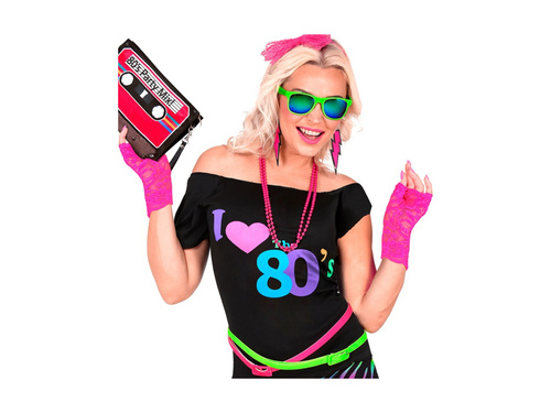 Neonowo różowe koronkowe rękawiczki