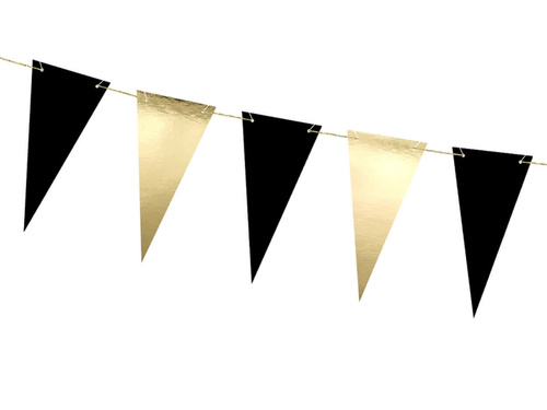 Banner garland of black and gold flags - 215 cm - 1 pcs.