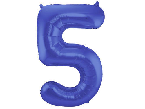 Number 5 Matte Blue Foil Balloon - 86 cm - 1 pc