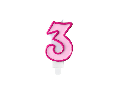 Candle number three 3 pink - 1 pc.