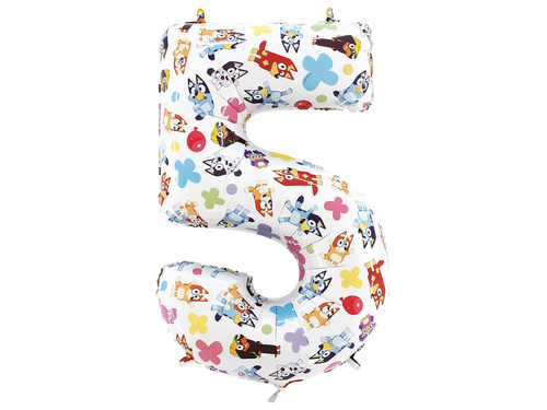 Balon foliowy cyfra 5 Bluey - 49x72 cm - 1 szt.