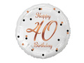 Balon foliowy na czterdziestkę z różowo złotym nadrukiem - 46 cm - 1 szt.