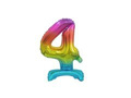 Balon foliowy stojący cyfra 4 tęczowa - 38 cm