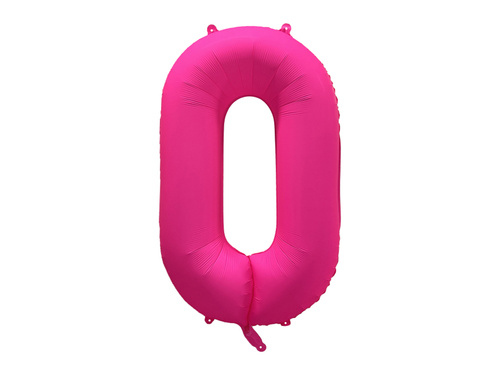 Large Number 0 Neon Pink Foil Balloon - 86 x 70 cm - 1 pc
