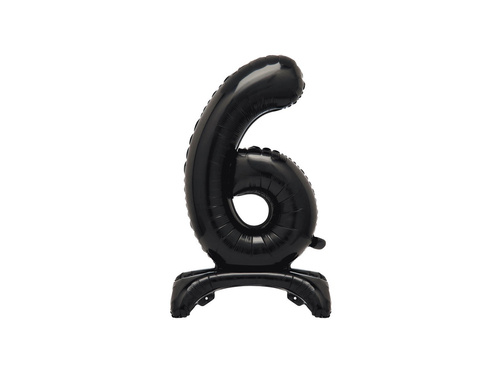 Foil balloon standing number 6 black - 76 cm - 1pc.