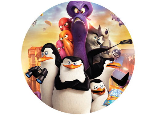 Decorative cake wafer Penguins of Madagascar - 20 cm