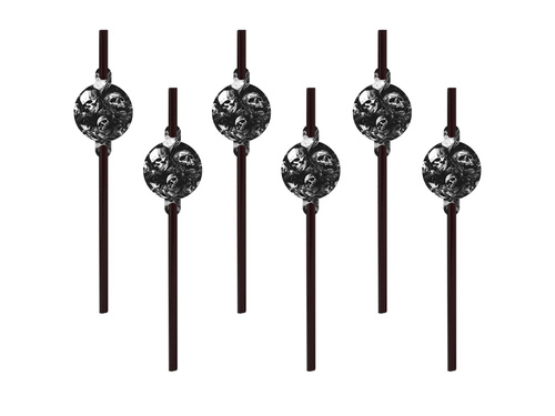 Birthday straws Spooky Skulls - 6 pcs.