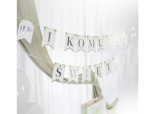 First Holy Communion banner with eucalyptus - 240 cm - 1 pc.