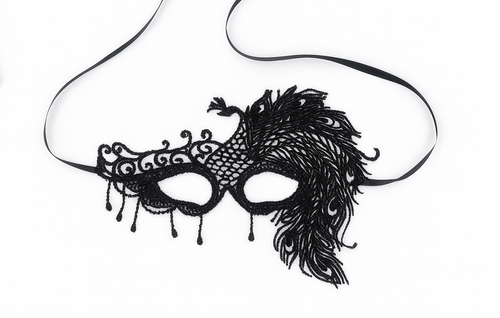 Koronkowa maska karnawałowa czarna - 1 szt.