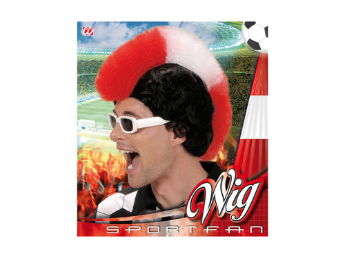 Czerwono-biało-czerwona peruka kibica