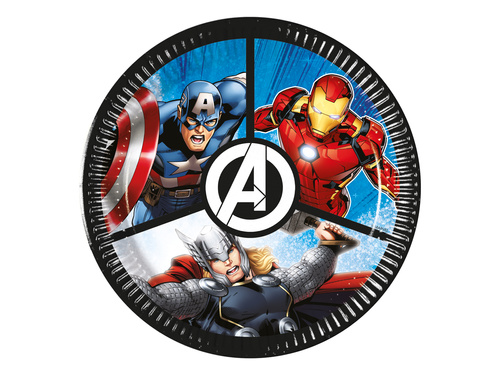 Talerzyki papierowe na urodziny Avengers - 20 cm - 8 szt.