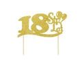 Cake topper 18 One hundred years golden glitter - 19 cm - 1 pc.