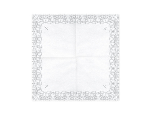 Communion napkins with silver cross - white - 33x33 - 20 pcs