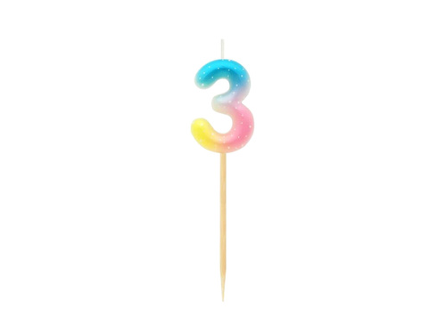 Pastel ombre number candle - 3 - three