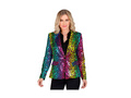 Imprezowa marynarka Party Fashion - tęczowa cekinowa panterka