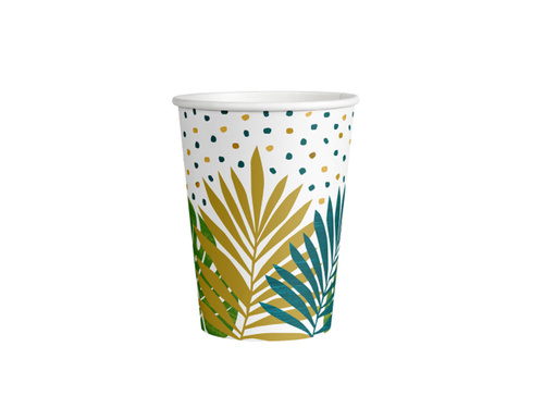 Kubeczki papierowe Tropikalne Liście - 250 ml - 8 szt.