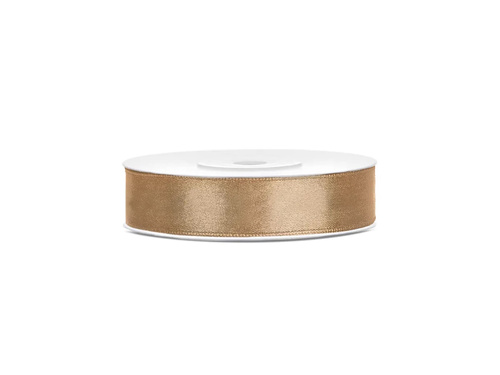 Satin ribbon, light gold, 12 mm / 25 m, 1 pc.