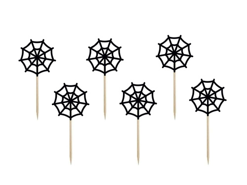 Halloween spider web muffin pickers - 6 pcs.