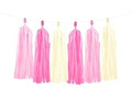 Pink and cream tassel garland - 150 cm - 1 piece.