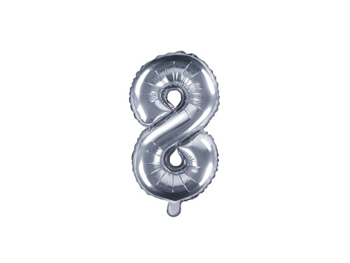 Foil balloon number 8 silver - 35 cm