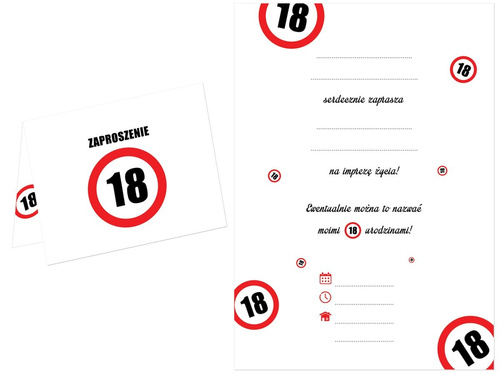 Invitations for the 18th prohibition sign - 6 pcs.