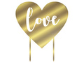 Cake topper heart, gold plexi - 18x20 cm - 1 pc