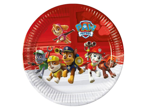 Talerzyki papierowe urodzinowe Psi Patrol - 23 cm - 8 szt.