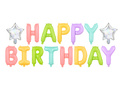 Happy Birthday pastel foil balloon - 395x35 cm - 1 set