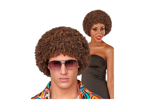 Brązowa peruka afro disco z lat 70.