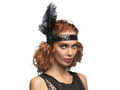 Black Headband Retro with plume - 1 pc