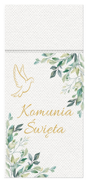 First Holy Communion cutlery pockets with leaves - 40 cm - 25 pcs.