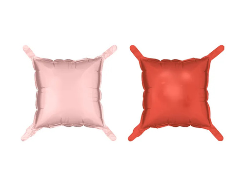 Balony foliowe Kwadraty różowo-czerwone - 35 x 35 cm - 4 szt.