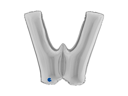 Balon foliowy literka W srebrny - 40" - 1 szt.