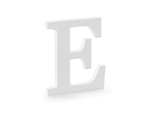 Wooden decoration letter E - white