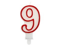 Number candle with red border nine - "9"
