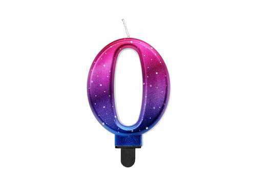 Night Sky metallic number candle - 0 - zero