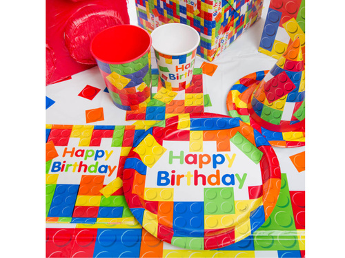 Birthday plates Blocks - 23 cm - 8 pcs.