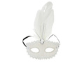 Maska karnawałowa z piórami - biała - 1 szt.