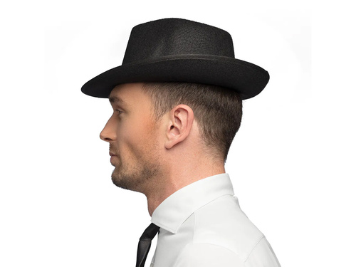 Black gangster hat with ribbon - 1 pc