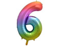 Foil balloon number 6 rainbow - 85 cm - 1 pc.