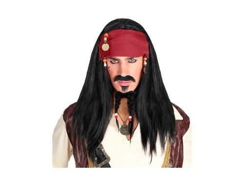 Peruka Pirata z Karaibów z bandaną i koralikami