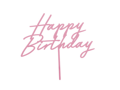 Topper na tort Happy Birthday różowy - 16,5 x 18 cm - 1 szt.