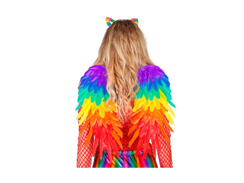 Tęczowe składane skrzydła z piór 50×50 cm