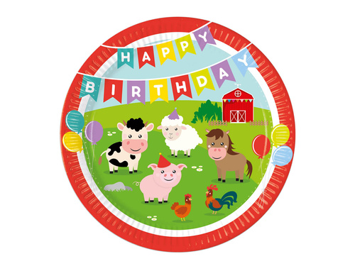 Farm birthday plates - 23 cm - 8 pcs.