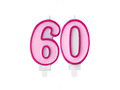Number candles "60", pink, 2 pc