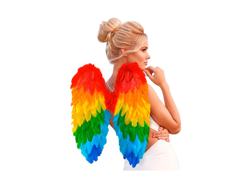 Tęczowe składane skrzydła z piór 50×50 cm